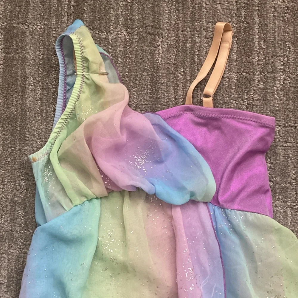 Curtain Call Costumes Asymmetric Rainbow Chiffon Lyrical Dance Dress
